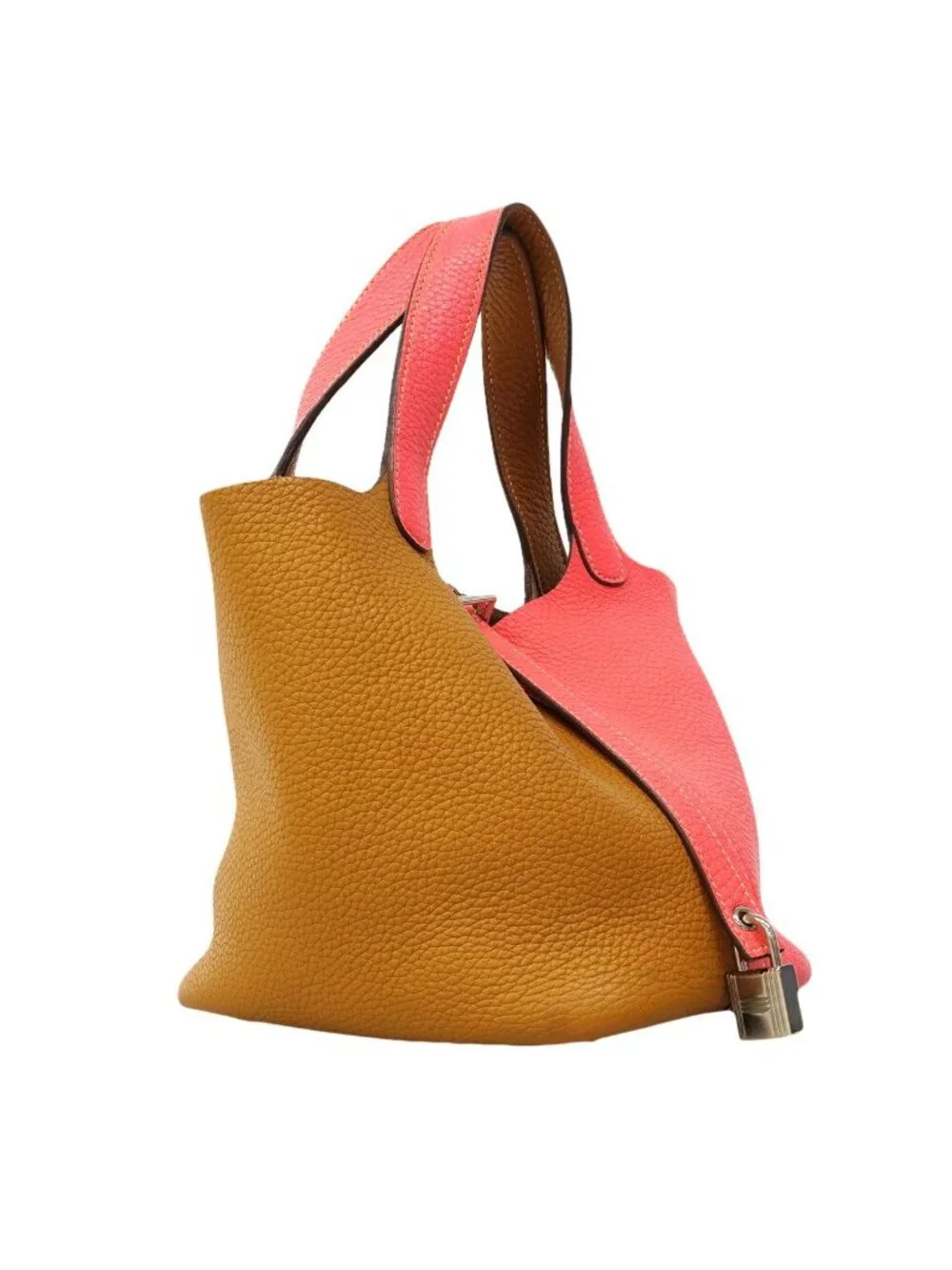 Hermes Handbag Picotin Lock PM Taurillon Clemence Rose Azalea Sesame Silver
